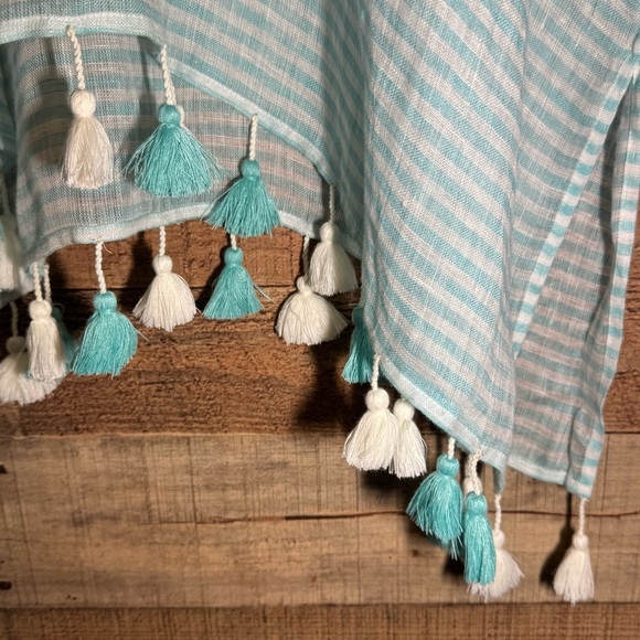 🌻 SEAFOLLY Fine Stripe Cover-Up Linen One-Size Caftan Beach Resort Vacation - Picture 5 of 10